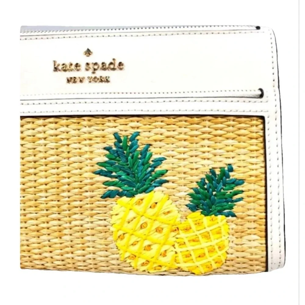 Kate Spade Wristlet‎ Clutch Straw Pineapple Applique Zip Pouch